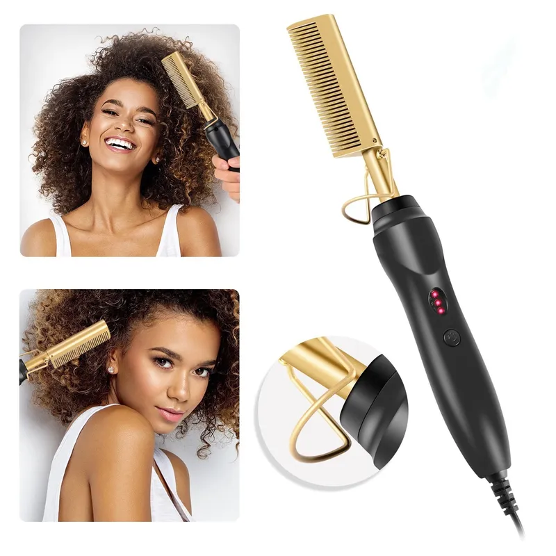Elektrische Heißer Heizung Kamm Haarglätter Wärme Drücken Kämme Nass und Trockenes Haar Eisen Glättung Pinsel Haar Styling Werkzeuge