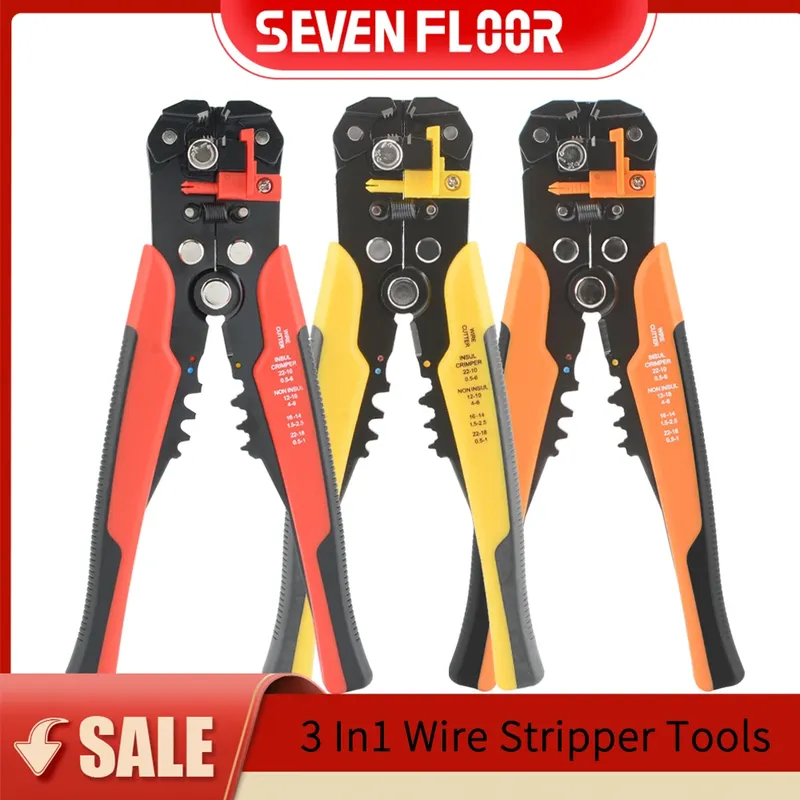 3-in-1 Abisolierzange Multifunktionswerkzeug Automatisches Abisolieren für AWG 24-10 Schneiden Crimpen Kabelreparatur Elektriker-Werkzeug