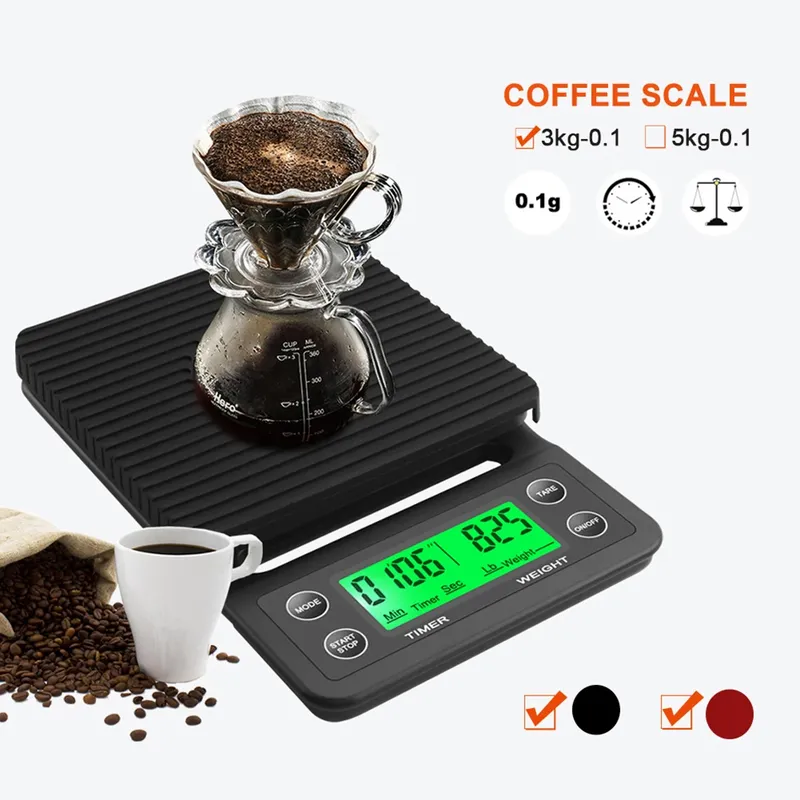 3kg/0,1g 5kg/0,1g Filterkaffee waage mit Timer tragbare elektronische digitale Küchen waage hochpräzise LCD-Elektronik waage