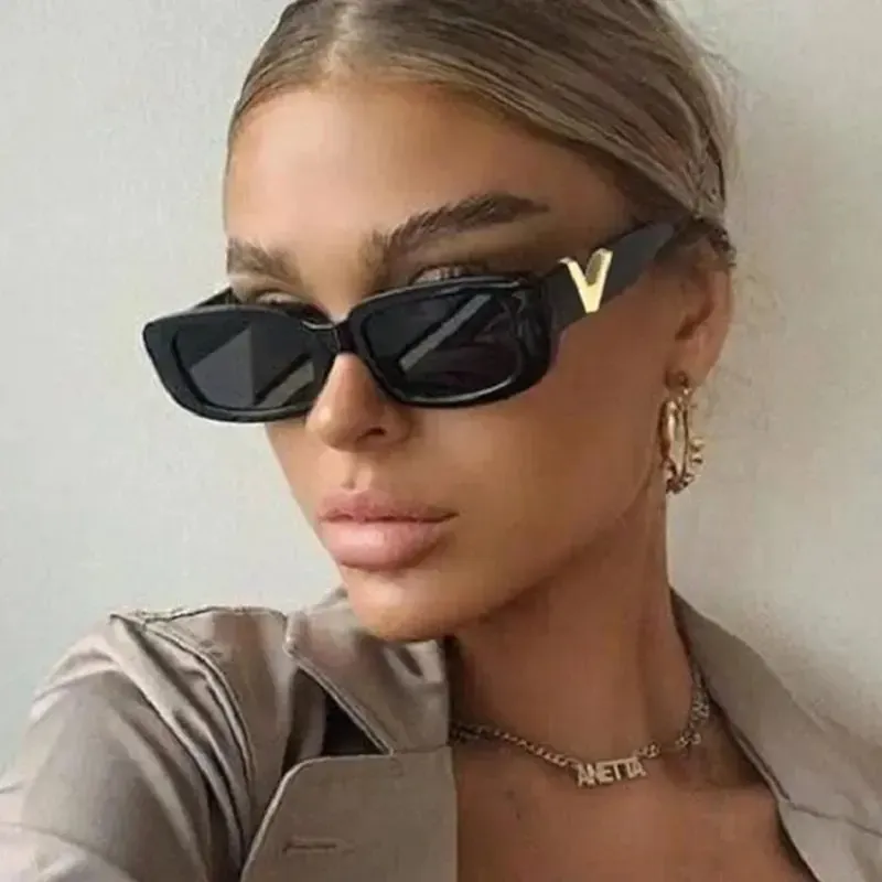 Retro-Sonnenbrille, rechteckig, 2023, neue Damen-Markendesigner, Retro-Sonnenbrille mit kleinem Rahmen, Oculos De Sol