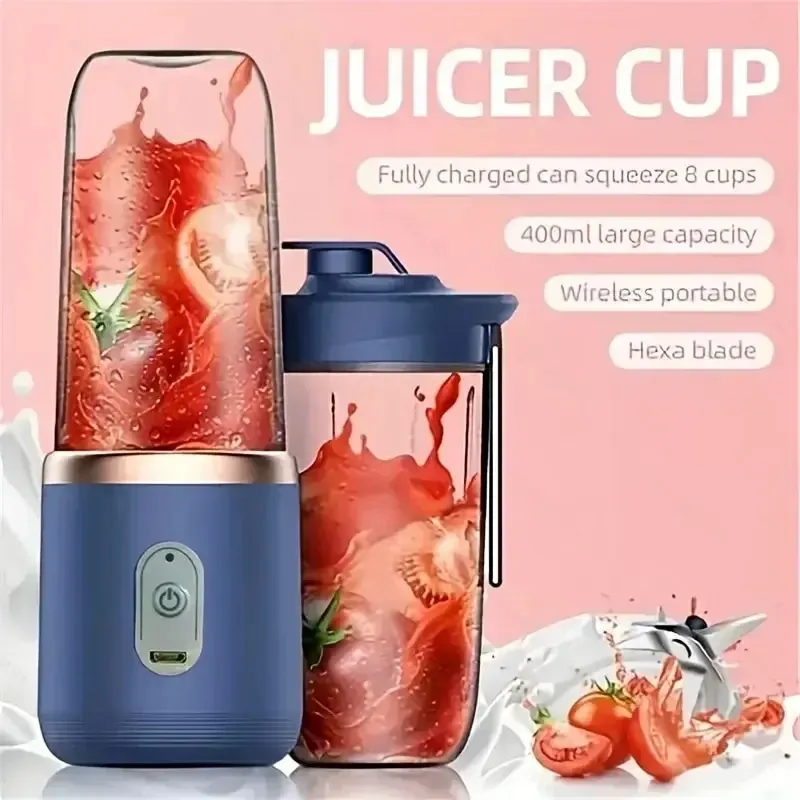 Tragbare Mixer-Flasche, elektrisch, 6 Klingen, Multifunktions-Saftmixer, Frischsaft, Smoothie-Mixer, Eis-CrushCup, Küchenmaschine