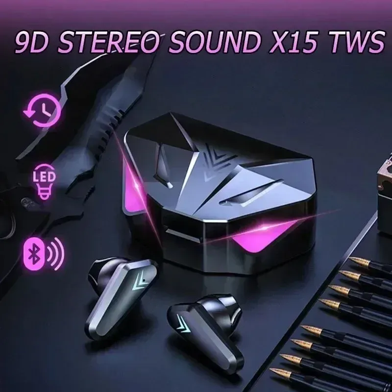 Gaming-Ohrhörer, kabellose Bluetooth 5.0-Kopfhörer mit Mikrofon, Bass-Boosted-9D-Stereo-Sound-Positionierung, HiFi-Musik-Headset