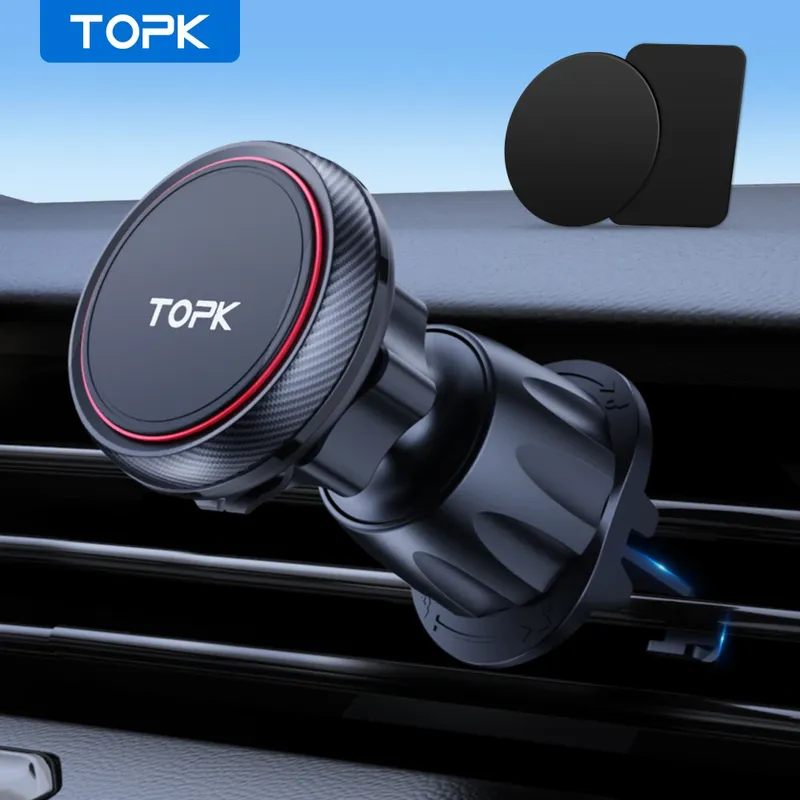 TOPK Magnetische Autotelefonhalterung – 6 N52, starke Magnete, Entlüftungshalterung, 360 ° Rotation Universal für iPhone17 und alle Mobiltelefone