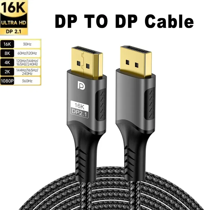 16K DP 2.1 8K@120Hz 4K@240Hz 80Gbps HDR Video Audio Displayport Kabel Display Port für Laptop TV Xbox Projektor Gaming Monitor
