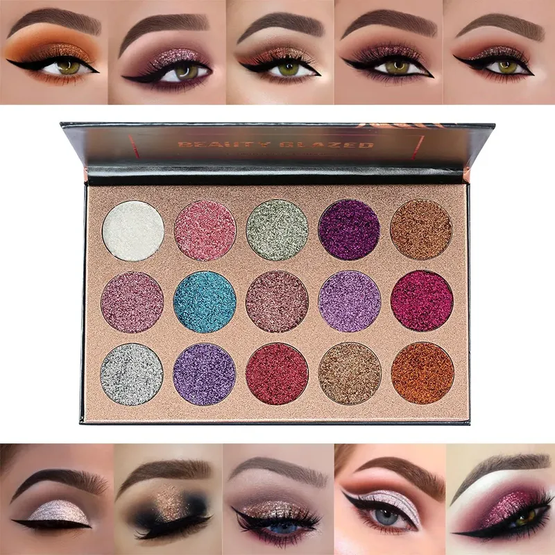 Beauty Glazed 15-Farben-Lidschatten-Palette mit Glitzer-Schimmer-Palette
