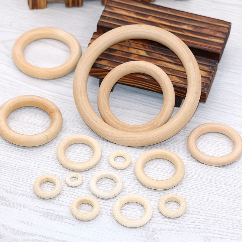 25–80 mm große Holzring-Reifen aus Naturholz zum Basteln, DIY, kreisförmiger Reifen, Bastelbedarf, Heim- und Dekoration, Makramee-Zubehör