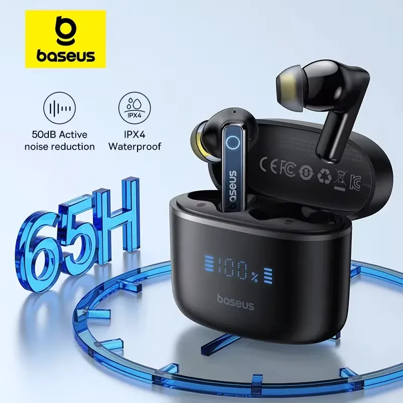 Baseus Bowie 30 kabellose Kopfhörer, 50 dB, Rauschunterdrückung, 65 Stunden lange Spielzeit, Bluetooth 5.3-Ohrhörer, 6 Mikrofone, KI-Anruf, klarer großer Bass