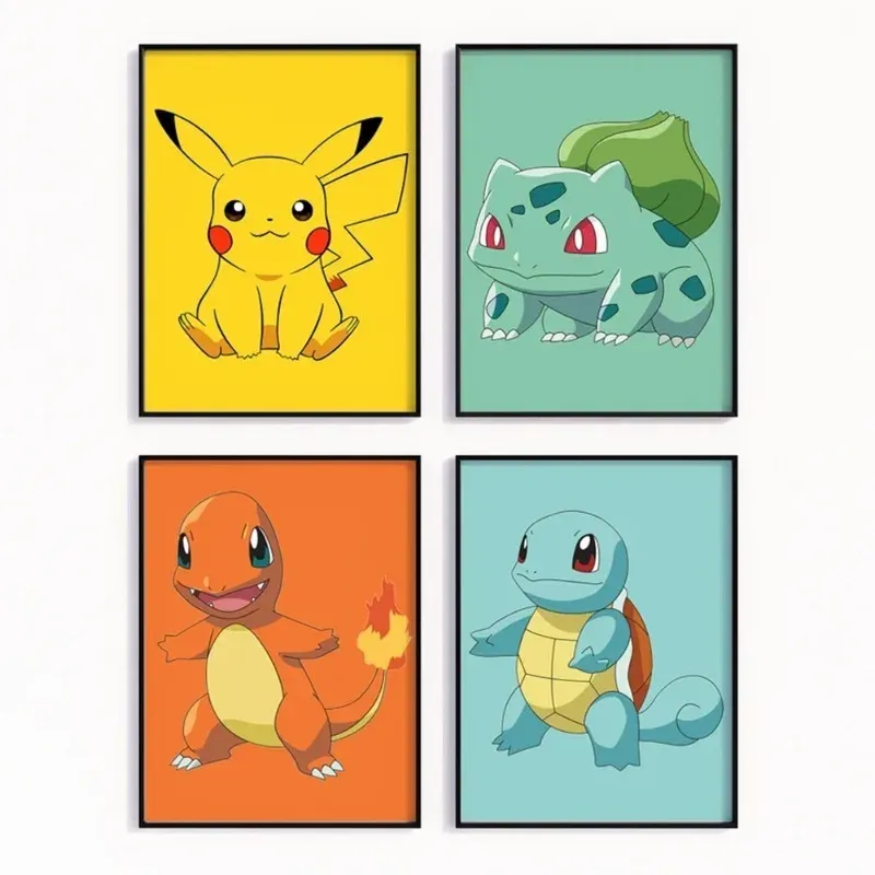 Cartoon Anime Poster Pokemon Pokémon Pikachu Aquarell Kunst Kinderzimmer Dekoration Wandbehang Malerei Kinder Geschenk