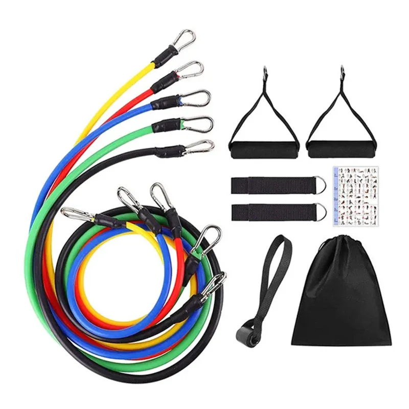 11 Stück/Set Zugseil, Widerstandsbänder, tragbare Fitnessgeräte, Knöchelgurt, Brustexpander, elastisches Übungsband