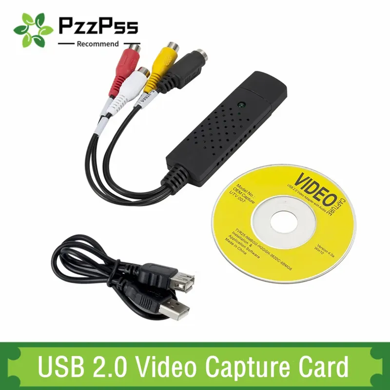 USB 2.0 VHS-zu-DVD-Konverter Konvertieren Sie analoges Video in digitales Format Audio Video DVD VHS Record Capture Card Hochwertiger PC-Adapter