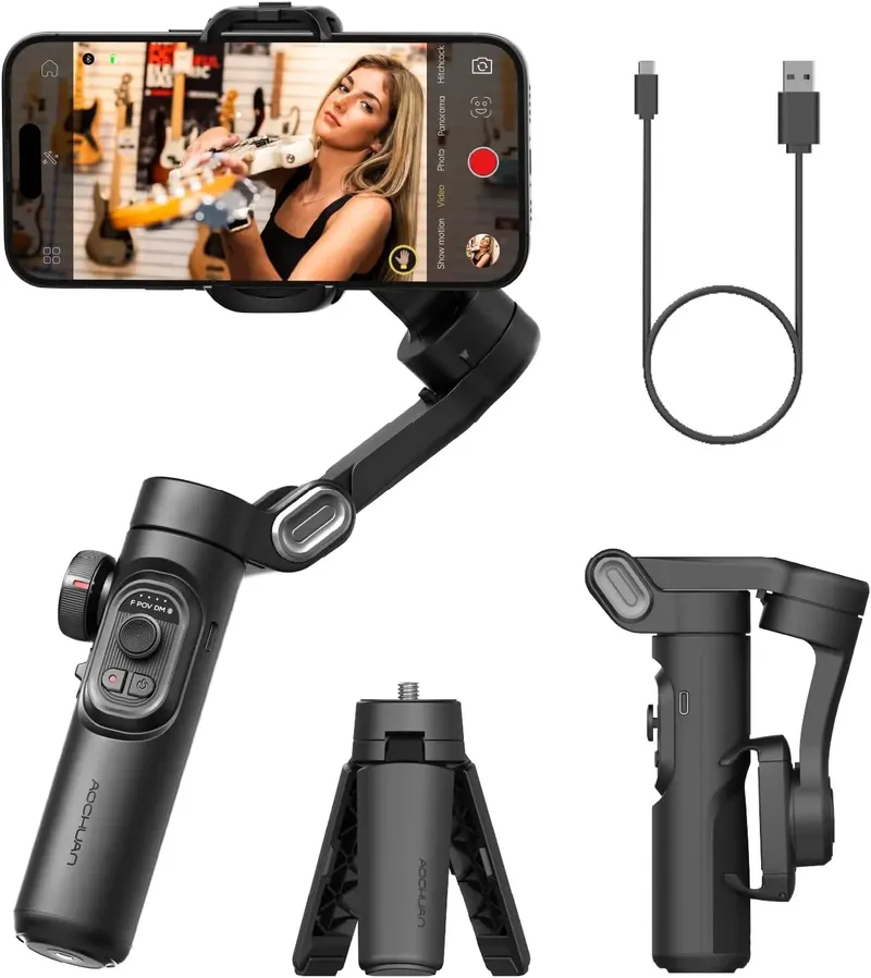AOCHUAN 3-Achsen-Handheld-Gimbal-Stabilisator SmartXE für Smartphone für iPhone Android AI Face Tracking TikTok Vlog