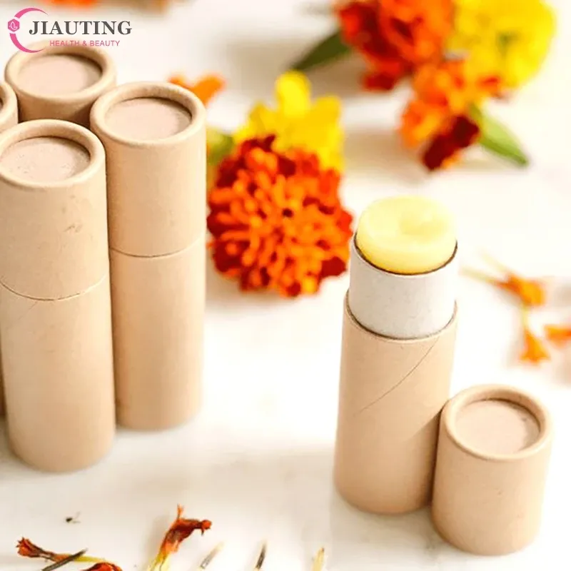 5 teile/los Kraft papier Push-up Lippenstift röhrchen biologisch abbaubare Pappe kosmetische zylindrische Verpackung Lippen balsam Deodorant Behälter