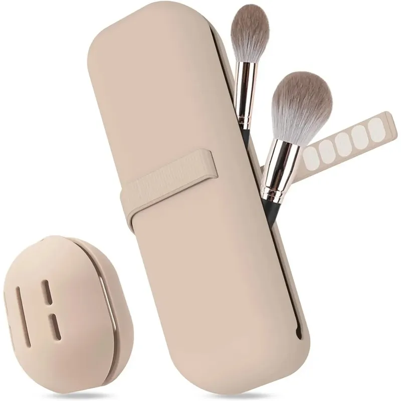 Reise-Make-up-Pinselhalter, Tasche für Kosmetikpinsel aus Silikon, Make-up-Schwamm-Etui, tragbar, wasserdicht, Make-up-Werkzeuge für Frauen und Mädchen