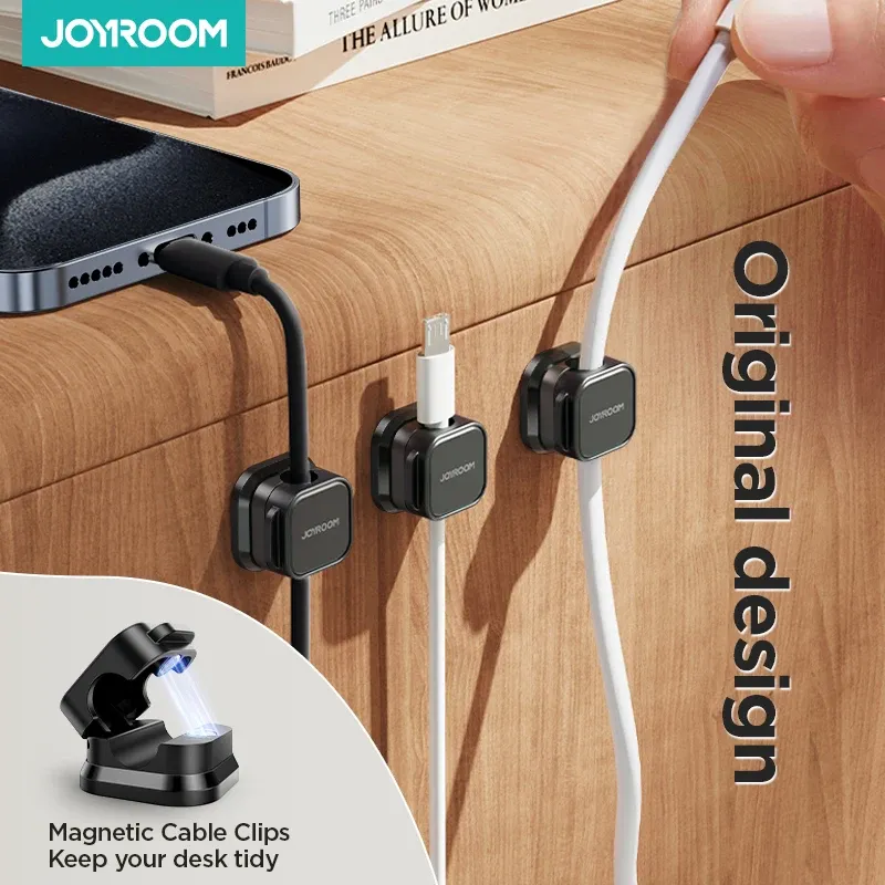 Joyroom Magnetische Kabelklemmen, Kabel-Organizer, 3/6 Stück, glatt, verstellbar, Kabelhalter unter dem Schreibtisch, Kabelhalter, Kabelmanagement