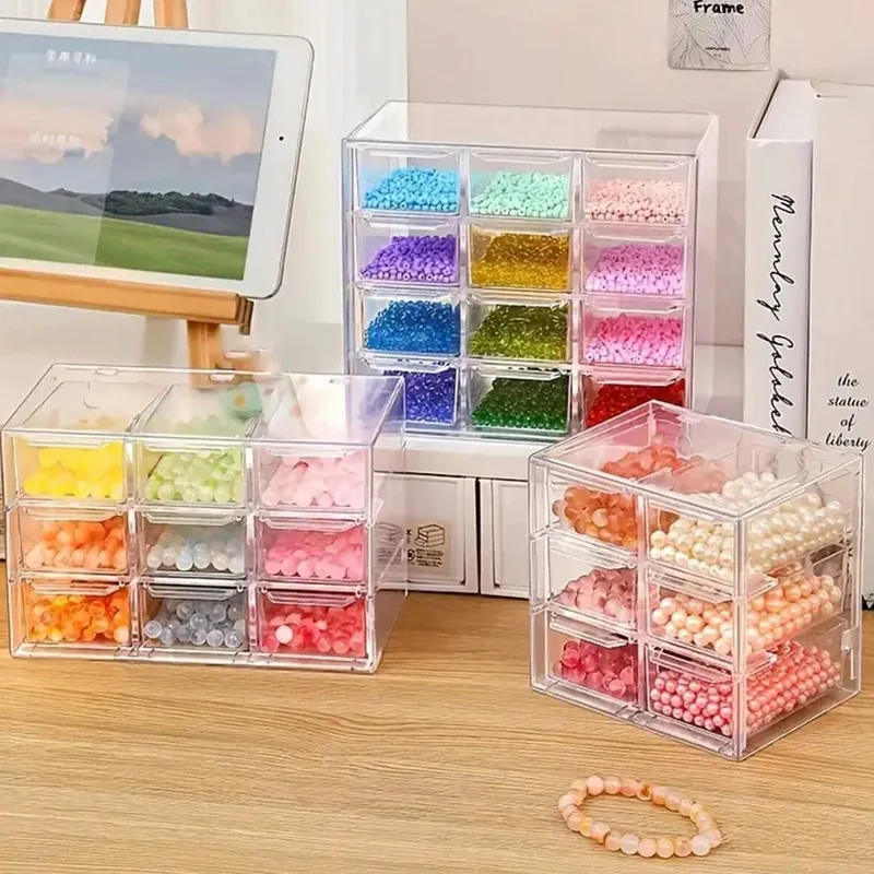 Acryl große Kapazität Schublade transparent geteilte Perlen Aufbewahrungsbox DIY handgemachte Schmuck Display Box