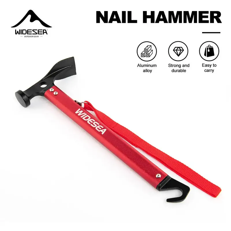 Widesea Camping-Nagelhammer aus Aluminiumlegierung, robust, langlebig, leicht zu tragen, multifunktionaler Hammer für Outdoor-Zeltstände, Rucksack