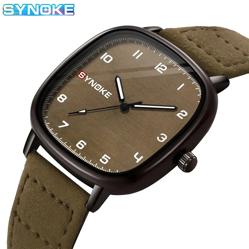 Synoke männer quarzuhr mode einfache business gürtel quarz uhr für männer uhr student armbanduhr sport nicht mechanisch