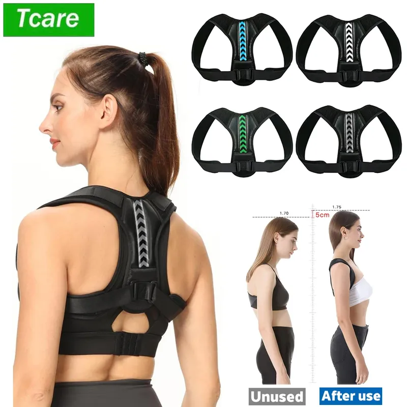 Tcare Rückenhaltungskorrektur, Korsett, verstellbar, Unisex, Rückenstütze, Unterstützung für Schlüsselbein, Wirbelsäule, Rücken, Schulter, Lendenwirbelsäule, Haltungskorrektur