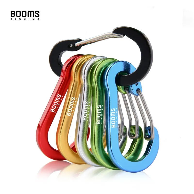 Ausleger Angeln CC1 6Pcs Aluminium Legierung Karabiner Schlüsselbund Outdoor Camping Klettern Snap Clip Lock Schnalle Haken Angeln Zubehör