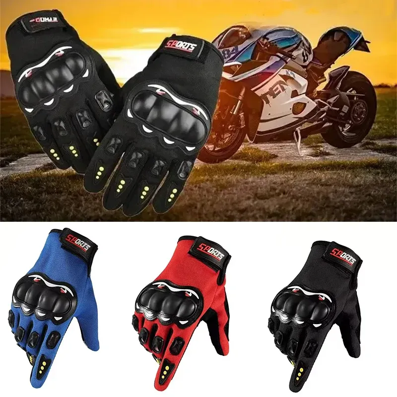 Outdoor-Wanderhandschuhe, atmungsaktiv, Vollfinger-Renn-Hartschalen-Handschuhe, stoßdämpfende Reit-Offroad-Motorradhandschuhe - 5.34 EUR