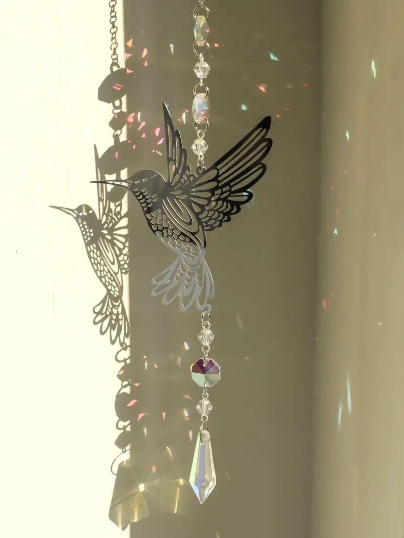 Silber Farbe Vogel Kristall Suncatcher Hängende Dekoration Regenbogen Maker Zimmer Dekor Licht Catcher Zimmer Dekore Ästhetische Mädchen Geschenk