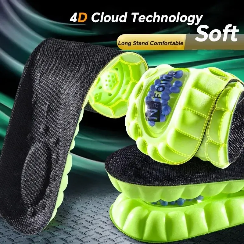 1 Paar 4D Cloud Sport Einlegesohlen für Schuhe PU Luftpolstersohle Weiche Stoßdämpfung Deodorant Atmungsaktive Lauforthopädische Einlegesohlen