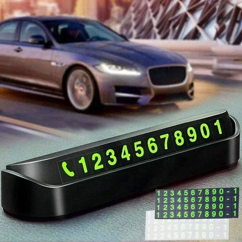 Tragbares Mini-Autozubehör, Telefonnummernschild mit Schalter, temporäre Parkkarte, Visitenkartenhalter