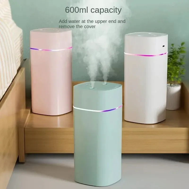Luftbefeuchter mit zwei Düsen (USB) |   600 ml/h Supernebel und extrem leise |   Feuchtigkeitsspendendes Gerät für Zuhause/Auto