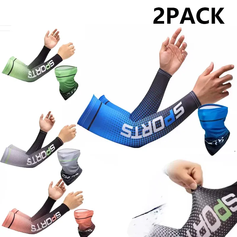 Kühlende Eisseide-Armstulpen, 2 Stück, Sonnenschutz, UV-Schutz, lange Armabdeckung, atmungsaktiv, für Outdoor, Radfahren, Fahren, Angeln, Handschutz