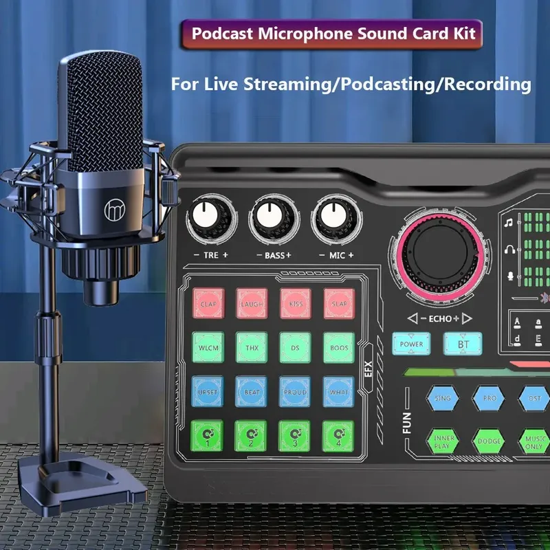 Profession eller Podcast-Mikrofon-Soundkarten-Kit für PC-Smartphone-Laptop-Computer Vlog-Aufnahme Live-Streaming-YouTube