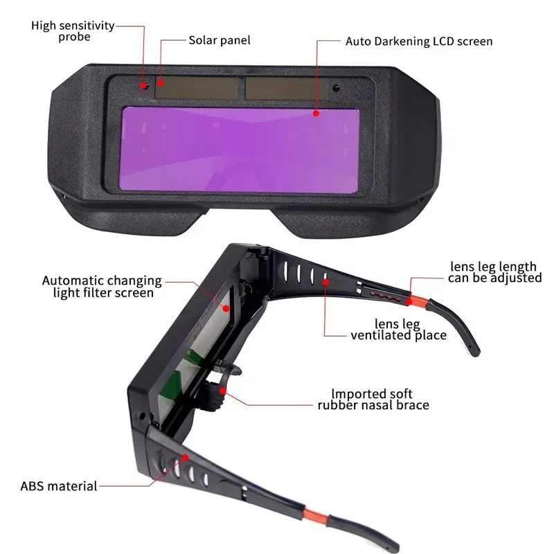 Solarbetriebener Schweißhelm, automatische Verdunkelung, Schweißbrille, LCD-Schweißerbrille für WIG, MIG, MMA, Plasma-Schweißerbrille