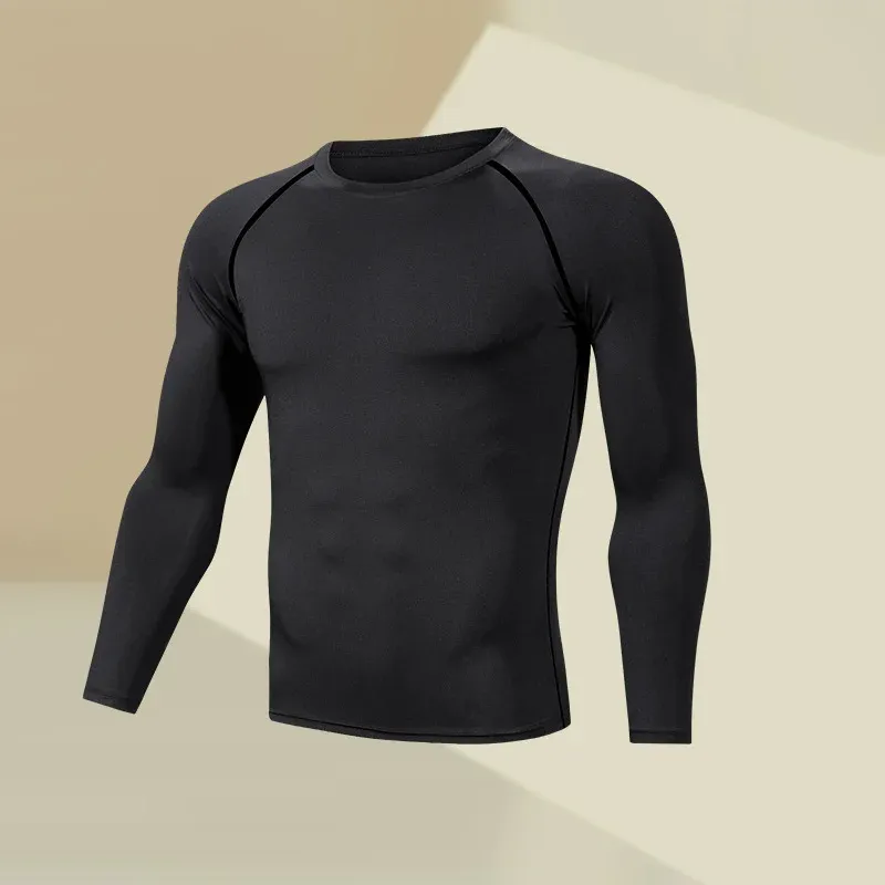 Schnell trocknendes Langarm-Sportoberteil für Herren, bequeme, eng anliegende Kleidung für Sport, Yoga, Fußballtraining, Basketball