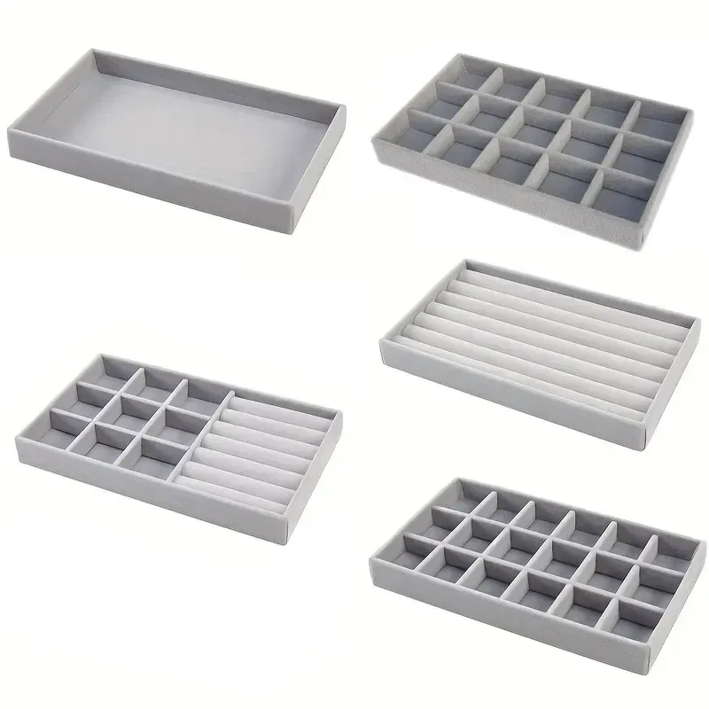 Samt-Schmuck-Display-Tablett, exquisiter Schmuckhalter, tragbar, für Ring, Ohrringe, Halsketten, Organizer, Aufbewahrungsbox, Organizer-Tabletts