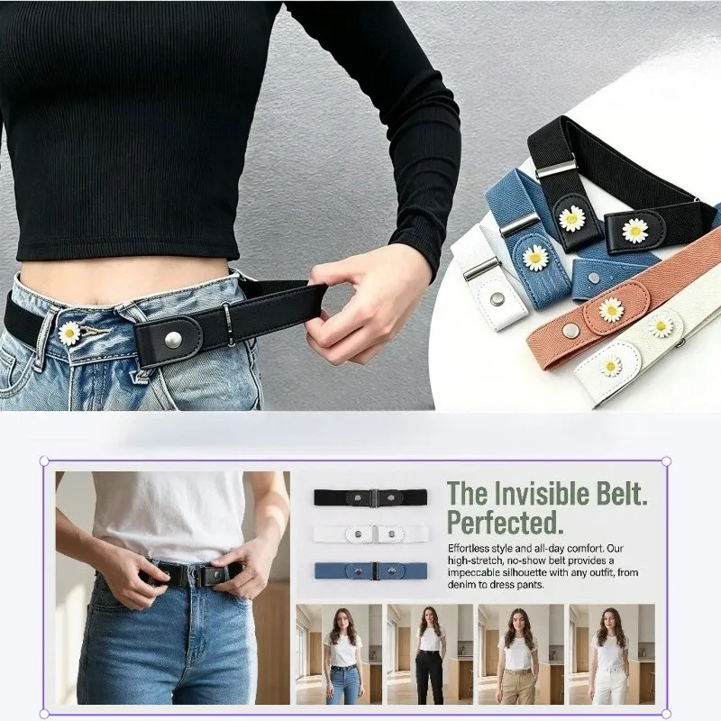 Einfacher und modischer Damengürtel, elastischer, bequemer Herrengürtel, gewebter, unsichtbarer und nahtloser Unisex-Jeansgürtel, längenverstellbar