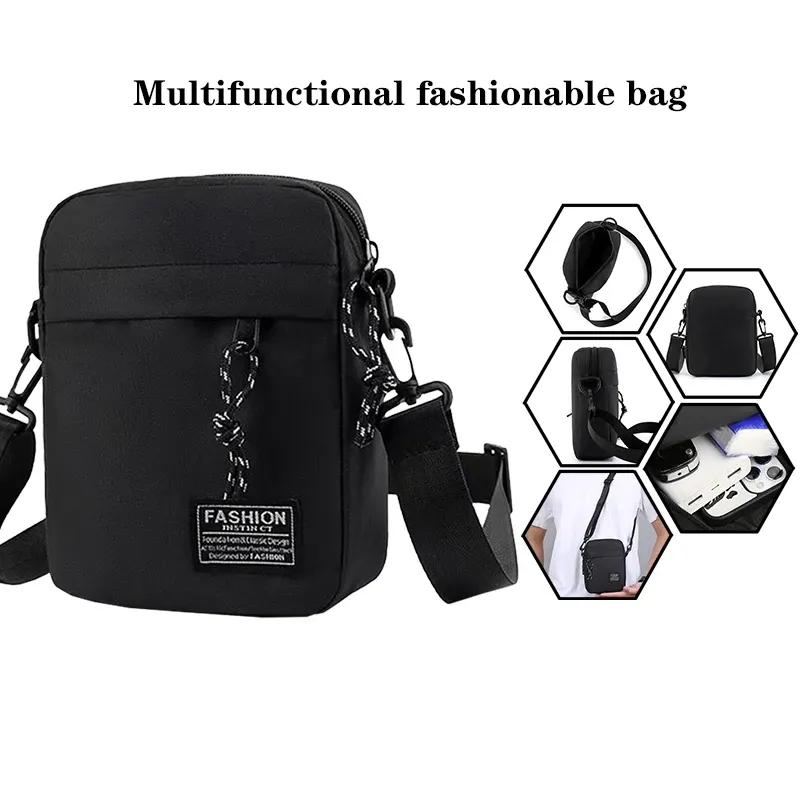 Stilvolle Casual-Umhängetasche für Herren, Minimalistische Nylon-Schultertasche mit Vordertasche, Ideal für den Täglichen Arbeitsweg