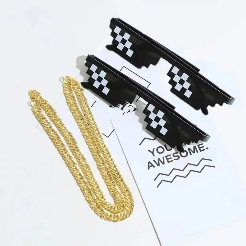 2 Stück Mosaik Sonnenbrille coole Party Vintage Sonnenbrillen Brillen für Männer pixel ige Sonnenbrille lustige Frauen Brille