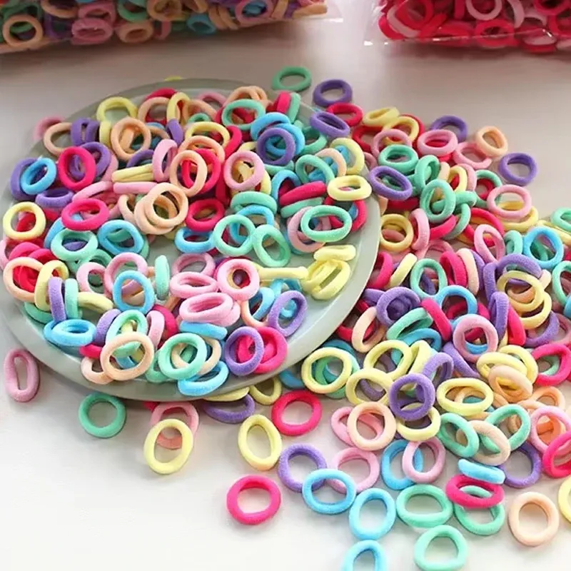 100/300/500 Stück Haarbänder für Mädchen, buntes Nylon, Scrunchie, Haargummis, Gummiband, Kinder, elastische Ligen, Kinder-Haar-Accessoires