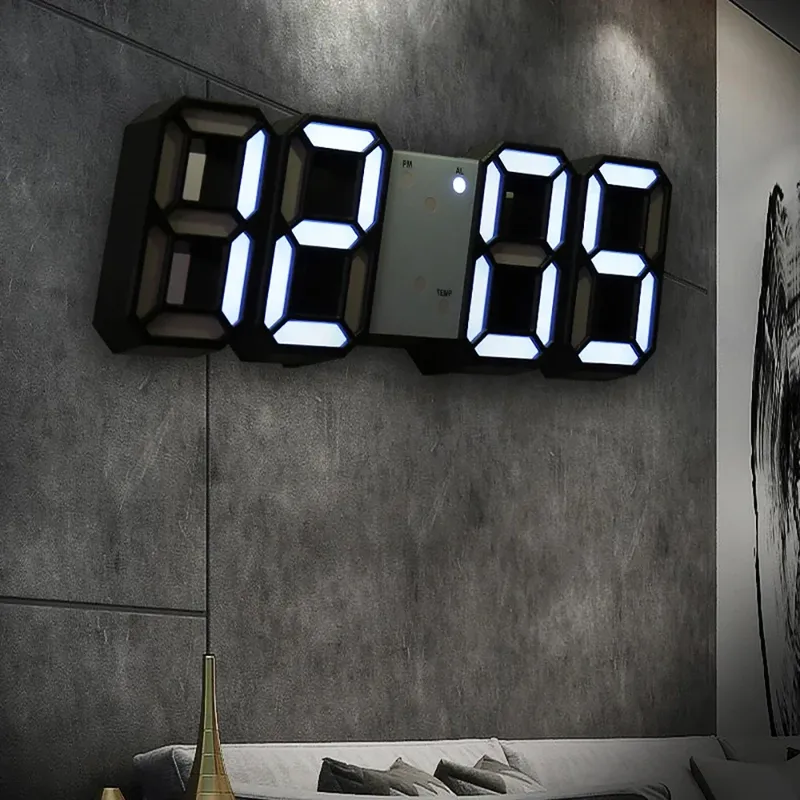 Tisch 3D LED Digital Wecker Wanduhr Zeit/Datum/Temperatur für Zuhause Küche Büros Uhr Dekoration Garten Uhren