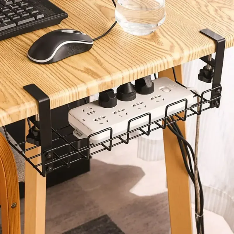 Unter dem Tisch Lagerregal Metall Kabelmanagement Tablett Home Office Schreibtisch Draht Organizer Kein Stanzen Küche Aufbewahrungszubehör