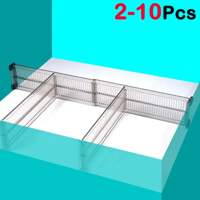 2/10 Stück verstellbare Schubladenteiler, 27,5–51 cm, erweiterbare, durchsichtige Schubladentrenner für Zuhause, Küche, Schrank-Organizer, Zubehör
