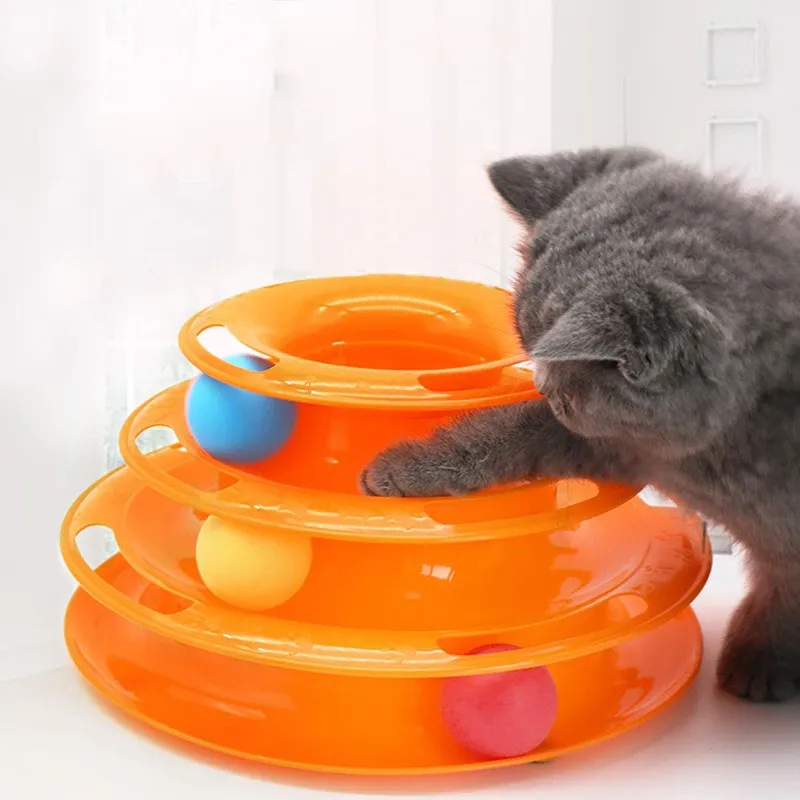 Haustier Katzenspielzeug Dreischichtiger Ball Katze Plattenspieler Katze interaktives pädagogisches Gleis Spielzeug Katze Weltraumturm Spielplatte
