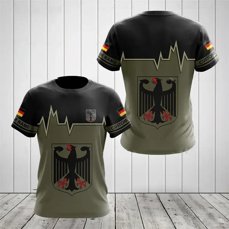 Deutsches Nationalemblem-T-Shirt für Herren, 3D-gedruckt, Sport- und Fitnessstudio-T-Shirts, Sommer, schnell trocknend, kurze Ärmel, Damen, übergroße Streetwear