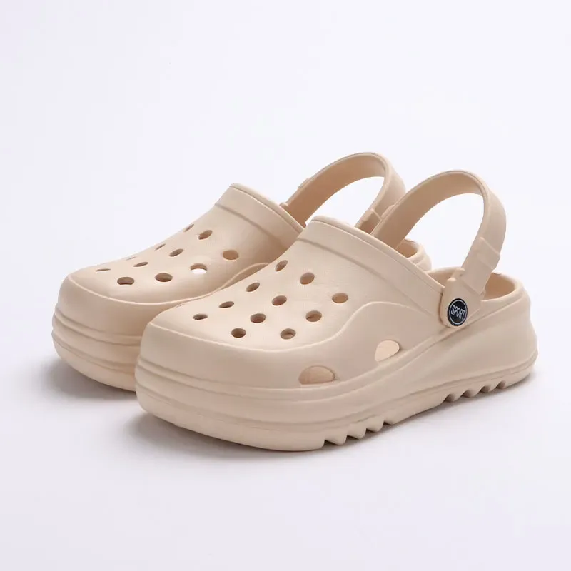 Klobige Plateau-Clogs-Schuhe für Damen, dicker Boden, rutschfeste Strandsandalen, Damen-Sommer 2024, modische Keile, EVA-Sandalen, Hausschuhe