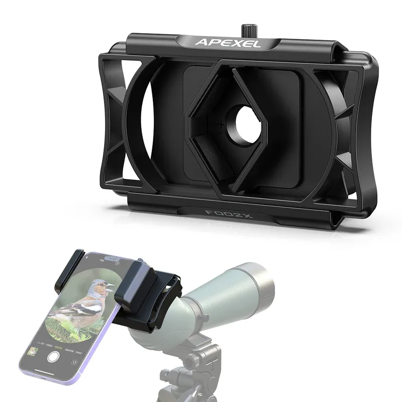APEXEL Neuer aktualisierter Teleskop-Telefonadapter 360° °   Rotation Schießen Fernglas Stecker Halterung Klemme für Handyhalter