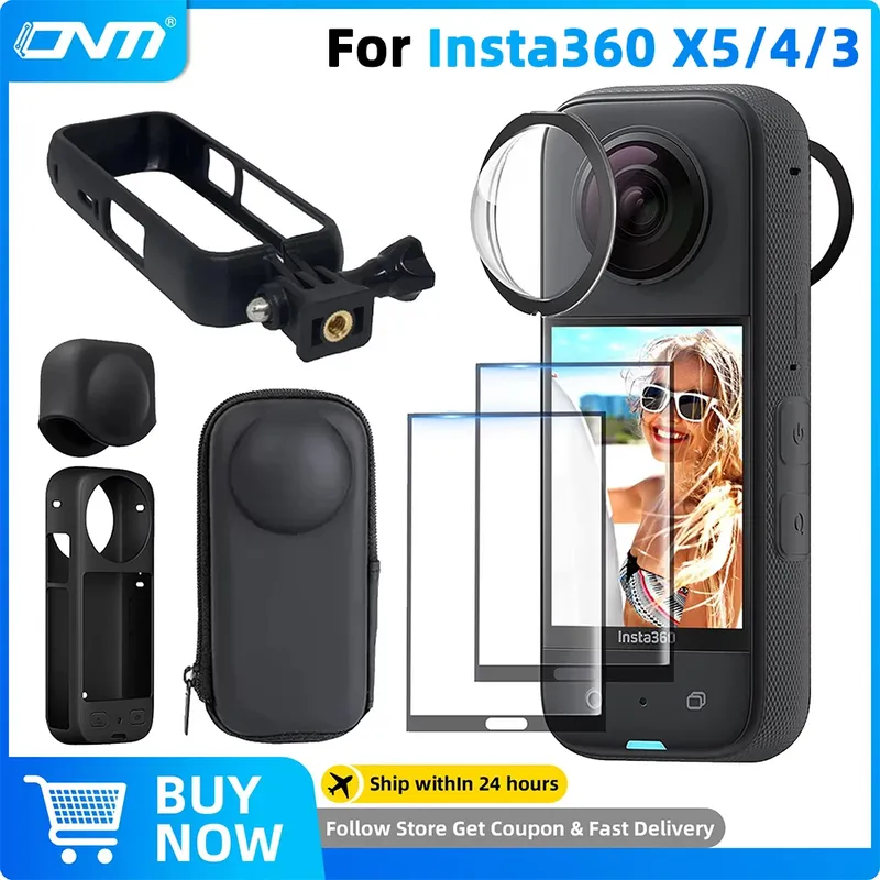 Zubehör-Set für Insta360 X3 X4 X5 Objektivschutz Displayschutzfolie Aufbewahrungstasche Silikonhülle Objektivkappe Schutzrahmen Insta 360