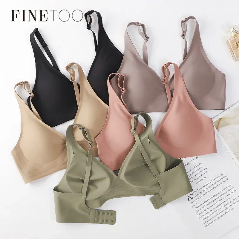 Finetoo Soft Wireless BH Frauen Deep V BHs sexy Bra lette gepolsterte BH S-XL weibliche nahtlose Unterwäsche bequeme Damen Dessous