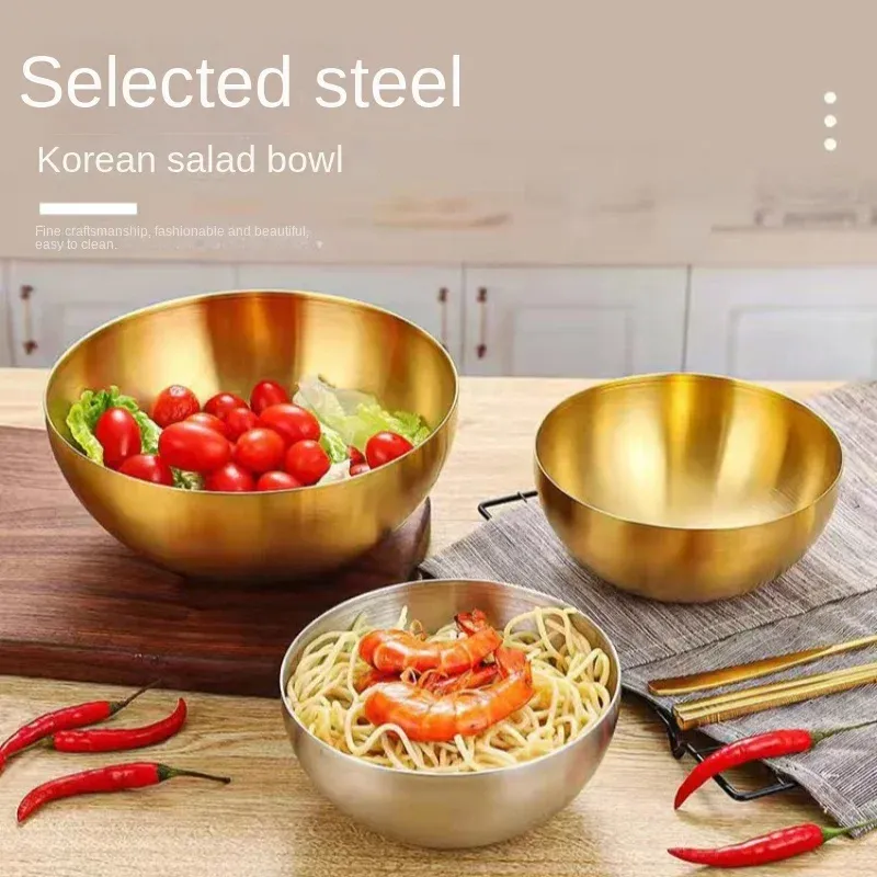 Edelstahl Gold und Silber Salats ch üssel Reis nudeln Lamian Nudeln Schüssel Küchen geschirr Lebensmittel behälter