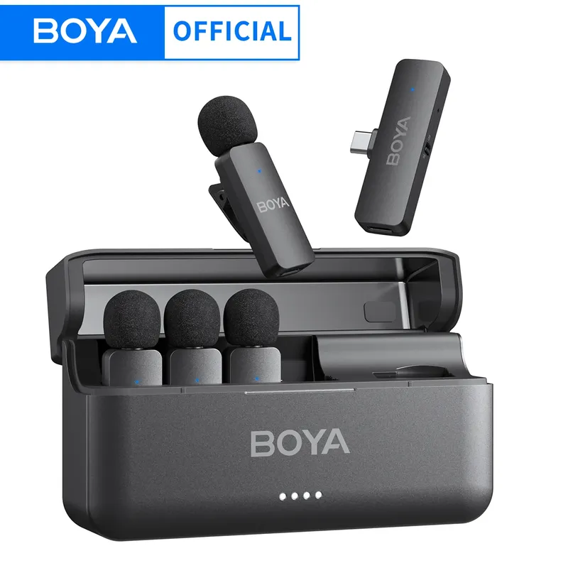 BOYA BY-V4U Wireless Lavalier Ansteckmikrofon für iPhone Android Phone PC YouTube Videoaufzeichnung Vlog Live-Streaming-Interview