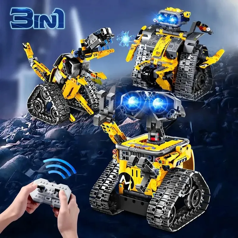 520Pcs 3 in 1 Verformung Stadt RC Roboter Bagger Racing Auto Bausteine Fernbedienung Bulldozer Lkw Ziegel Spielzeug für Kinder