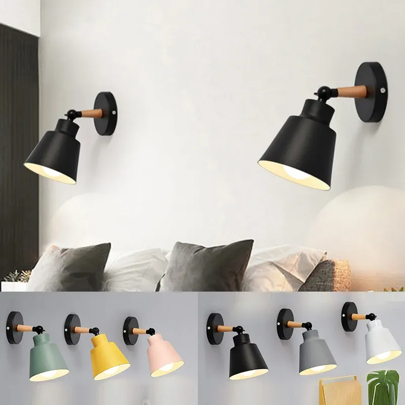 Nordic massivholz schlafzimmer wand lampe moderne minimalistischen Macaron LED wand lampe kreative wohnzimmer korridor nacht wand lampe